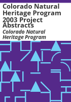 Colorado_Natural_Heritage_Program_2003_project_abstracts